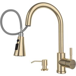 NIB Gold Kitchen Faucet w/Soap Dispenser 