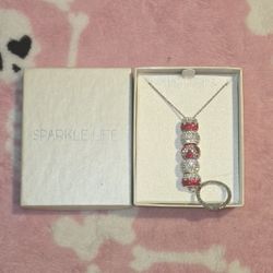 Sparkle Life Swarovski Crystal Beaded Necklace Set - Red & White Pavé Charms - Excellent Condition