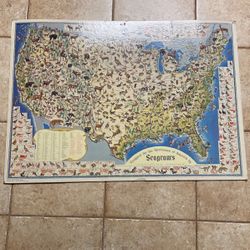 Vintage Designed For The Sportsmen Of America By Seagrams Map