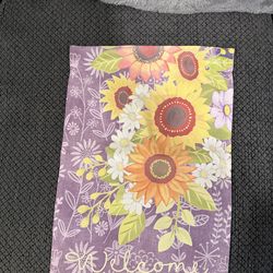 Welcome sunflower mini flag