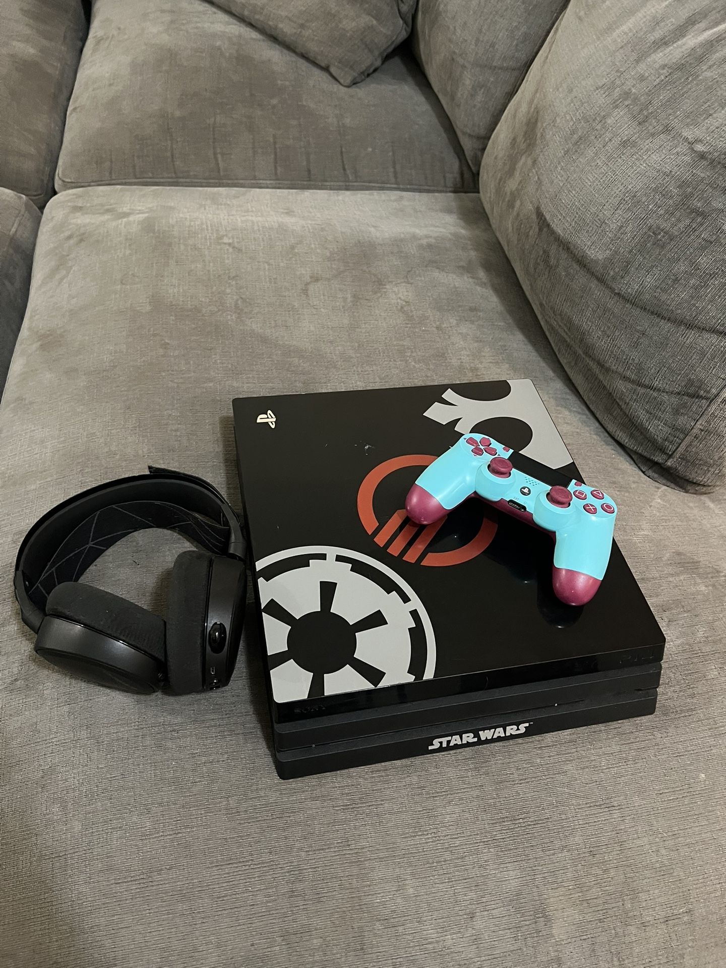 Star Wars PS4 Slim, PS4 Controller, and Steel Series Headset