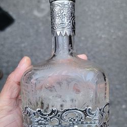 antique German decanter bottle with hallmark 