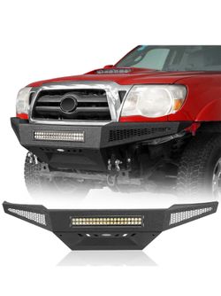 Steel Front Bumper For 2005-2011 Toyota Tacoma w/ Skid Plate &120w LED Light Bar