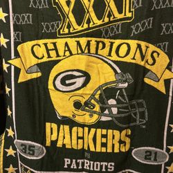 Super Bowl XXXI Champions Green Bay Packers woven throw blanket