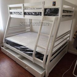 Twin Full White Bunkbed With Ortho Matres!