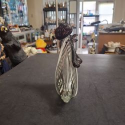 Murano Style Vintage Mid Century Modern Italian Blown Glass Art Of A Hen In Dark, Light & Clear Glass 6.5H X 4.75"L