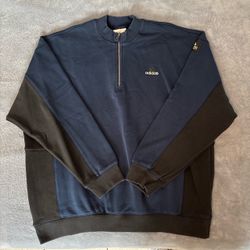 adidas EQT Men’s Large 1/2 Zip Fleece Pullover Sweatshirt Blue KE1351