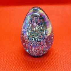 Vintage Iridescent Egg Shaped Colorful Paperweight