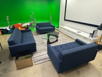 3-Piece Blue Sofa Set – Office Move-Out