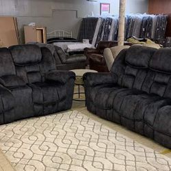 Capehorn Granite Reclining Sofa and Loveseat