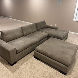 Room and Board Taupe Sectional Sofa with Ottoman