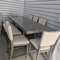 Grey Dining Table With Chairs And Bench