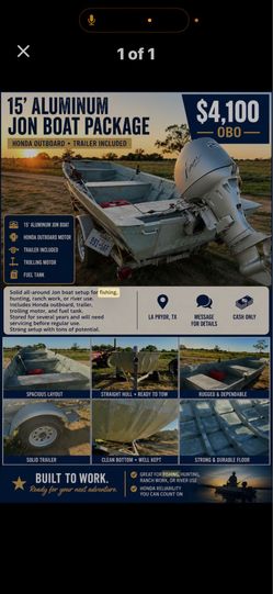 15’ Aluminum Jon Boat package