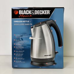 BLACK AND DECKER CORDLESS KETTLE IN BOX ELECTRIC STAINLESS JKC650 SWIVEL  BASE