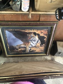 Home Interior Bengal Tiger Picture Linda Wacaster 33x27 Wood Frame