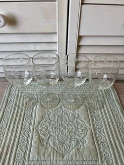 Vintage Princess House Heritage Crystal Wine Goblets Etched Grapevine Set of 4