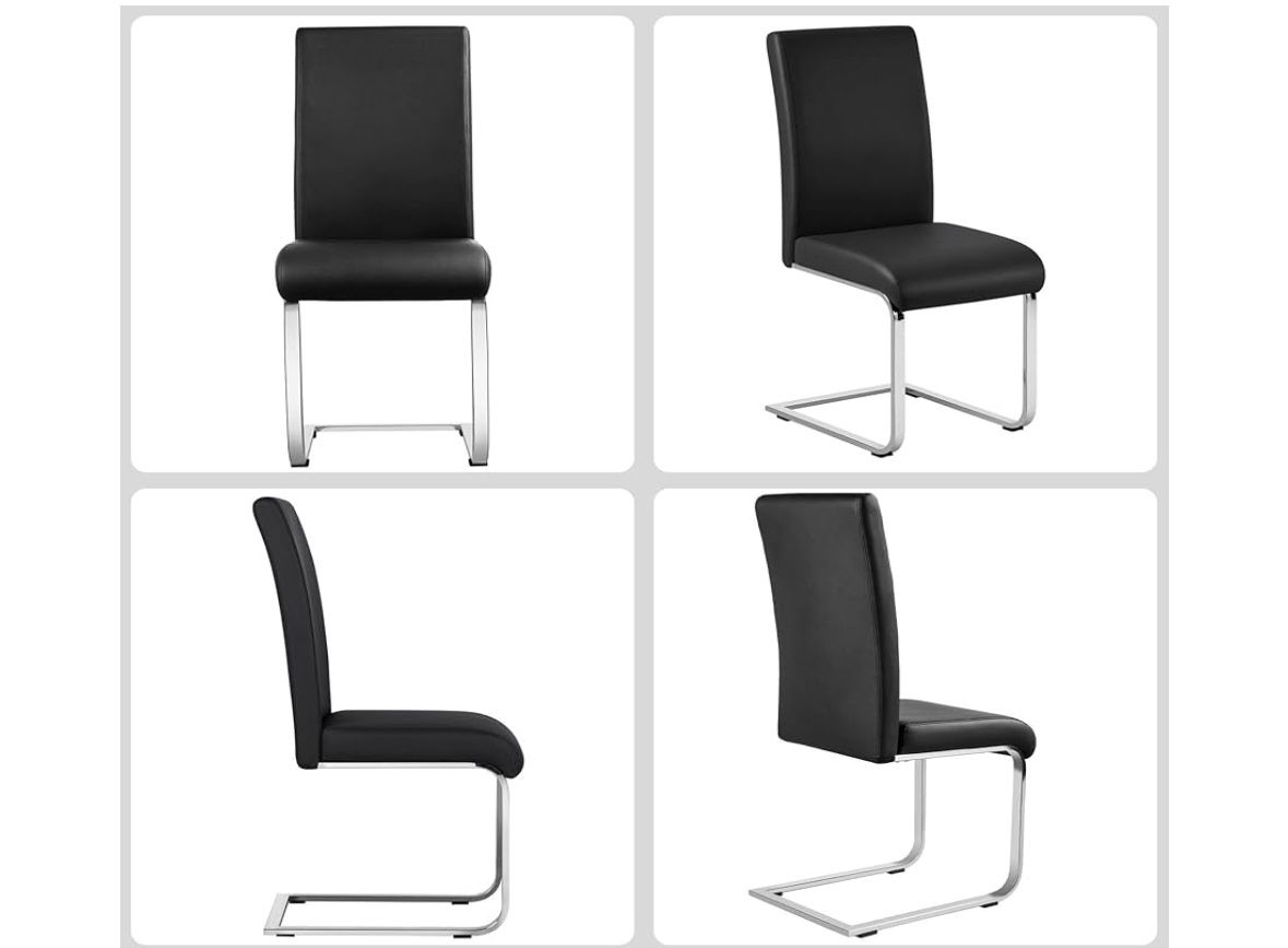Yaheetech 6PCS Dining Chairs Modern Kitchen Chairs Side Chairs Leather Seat and Metal Legs with High Back for Kitchen/Living Room/Leisure, Set of 6, B