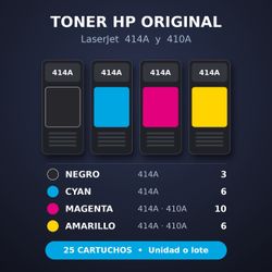 Toner HP Original 414A & 410A – 25 cartuchos / cartridges