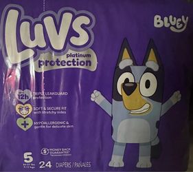 Luvs Platinum Protection Bluey Diapers Size 5