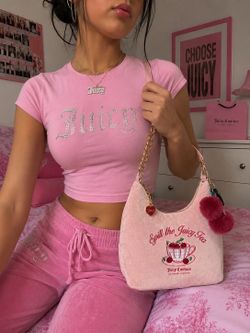 Juicy Couture Spill the Juicy Tea hobo Pink Clay bag purse