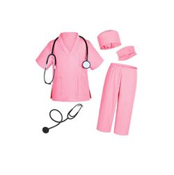 New  Pink Kids Doctor Scrub Costume Set 10-11 Years