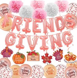 Friendsgiving Thanks Giving Decorations & Balloons Set Rose Gold