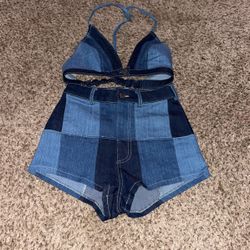 Blue Jean Shorts set