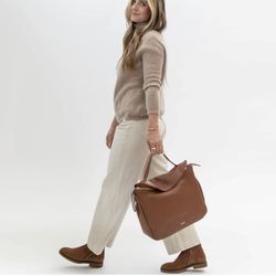 ITALEAU Women's 9.5, Foliana Waterproof Suede Booties Cognac