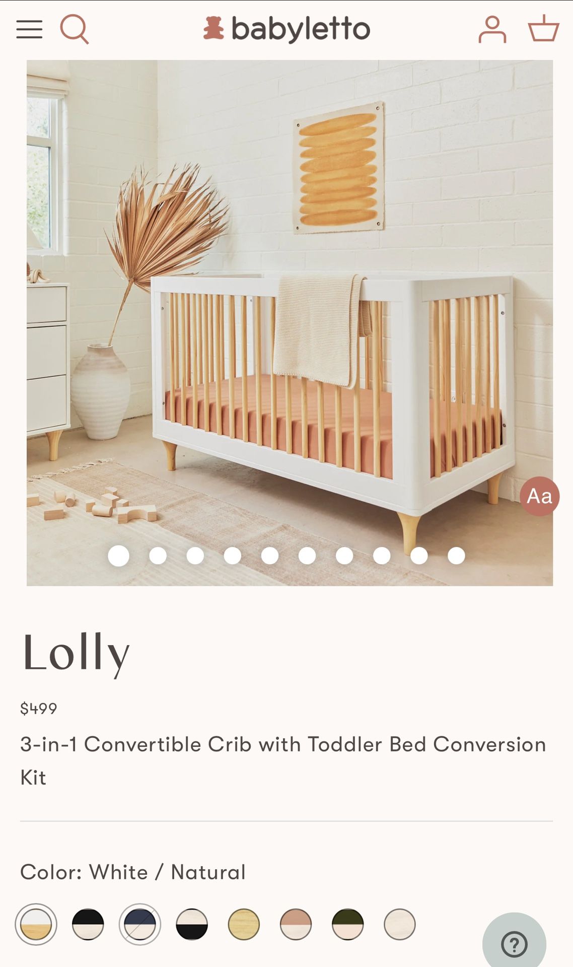 Babyletto Lolly in Convertible Crib with Toddler Bed