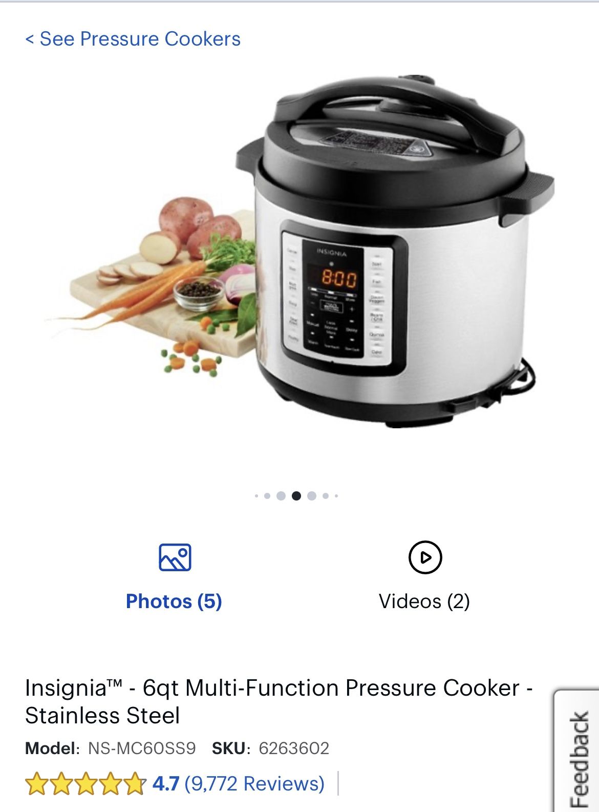NS vincian MC60SS9 6qt Multi Function Pressure