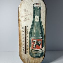 VINTAGE ADVERTISING 7 UP PORCELAIN STORE THERMOMETER