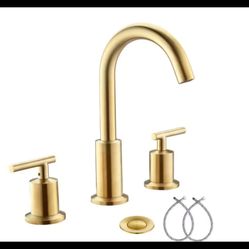 Phiestina Brushed Gold Wides pread 8 in. 2-Handle Bathroom Faucet 3-Hole