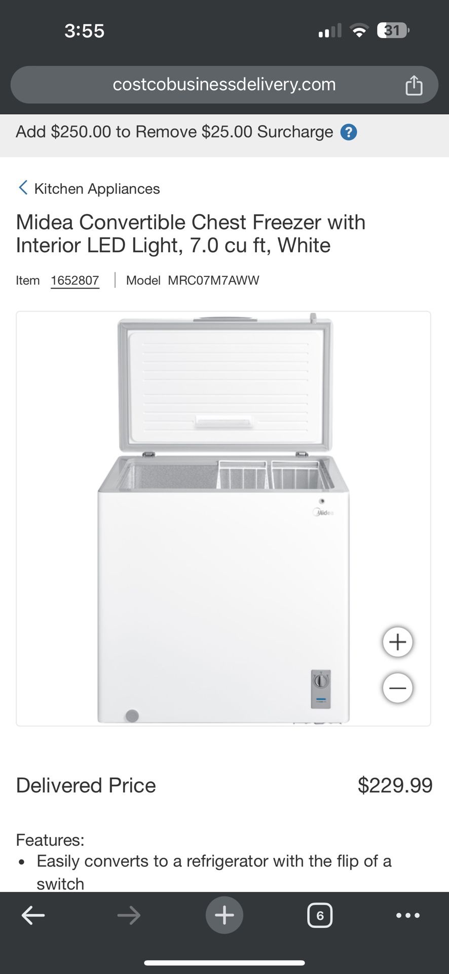 Midea Chest Freezer From Costco 7 Cubic Feet