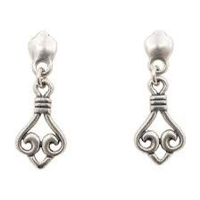 James Avery Retired Sterling Silver Dangle Scroll Earrings