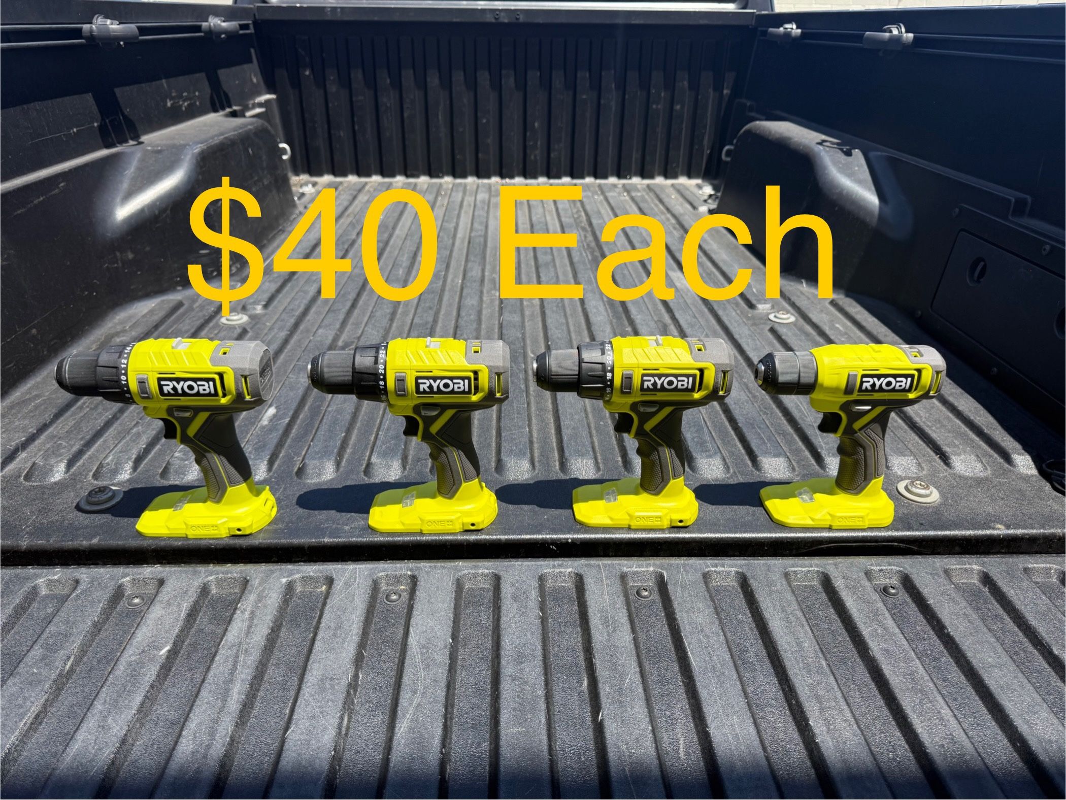 NEW RYOBI ONE+ 18V Cordless 1/2 in. Drill/Driver (Tool Only) **$40 Each**