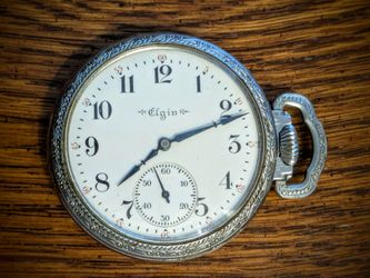 Elgin Pocket watch for sale

1912 Elgin Pocket Watch. 17 Jewels. A beauty! Not running, but wants to very much, and tries to run. Selling as-is. 114 y