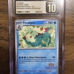 Pokemon Graded Slab CGC PRISTINE 10 Feraligatr #213 Illustration Contest Winner 2024 Black Star Promo