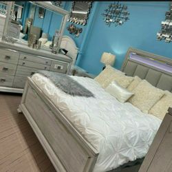 Vail Gray LED Panel Bedroom Set ✔ Queen And King Bed Frame 2249