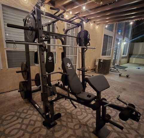 Vesta Smith Machine 1001 | Adj Bench W/ Leg Developer And Preacher Station |Gym Equipment | Fitness | Pulleys|🔴WEIGHTS AND BARBELL SOLD SEPARATELY 🔴