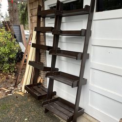 Leaning Wood Shelves