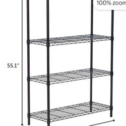 4-Tier Metal Shelving Unit, Adjustable Shelf Organizer for Garage Kitchen, Storage Rack Capacity for 1100 lbs, 36"W x 14"D x 55"H, Black