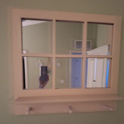 Wall Mirror with Shelf and Hooks