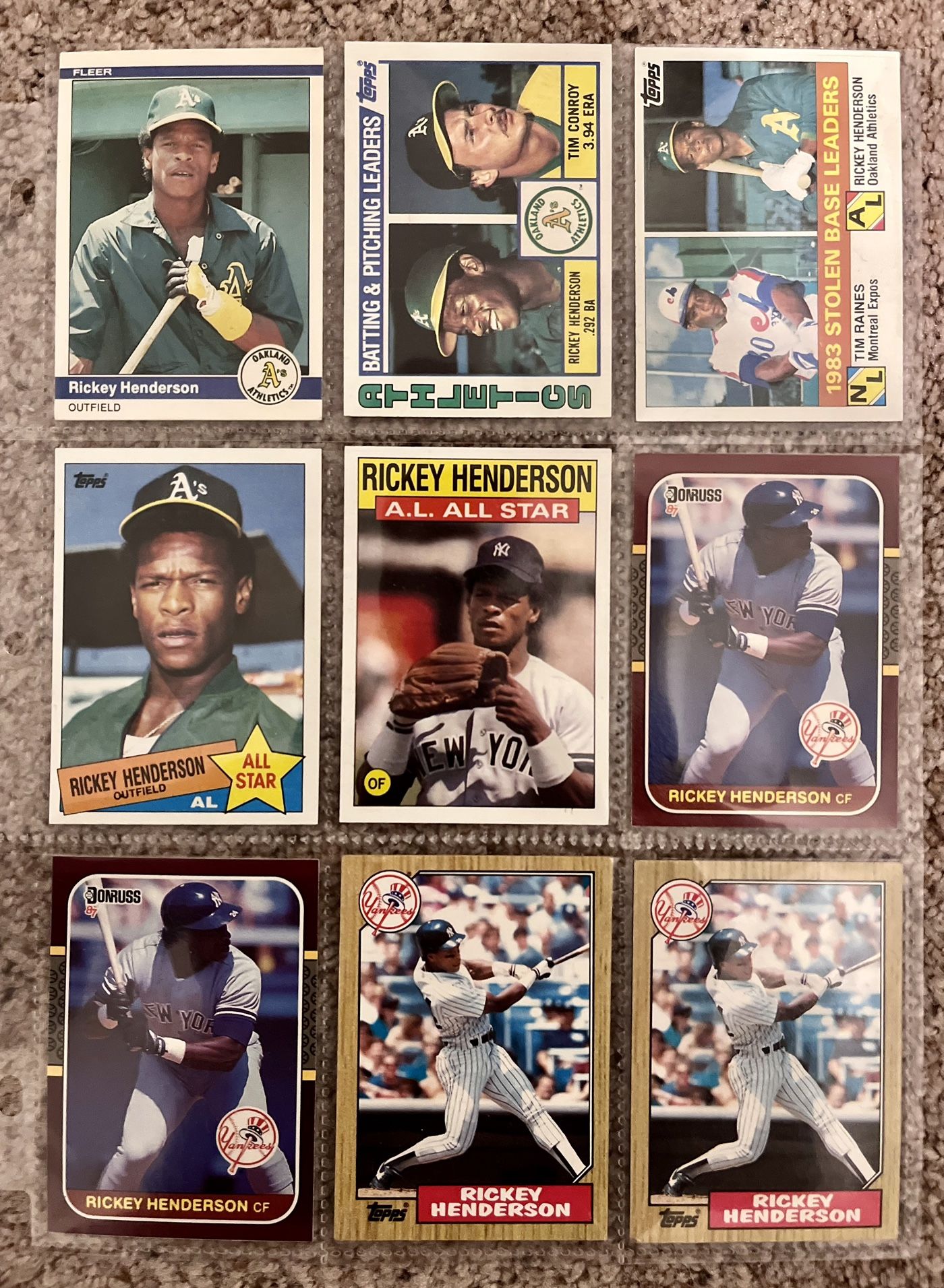 Rickey Henderson Baseball Card Lot (113 Cards)
