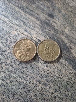 US Dollar Coins Sacagawea and John Quincy Adams