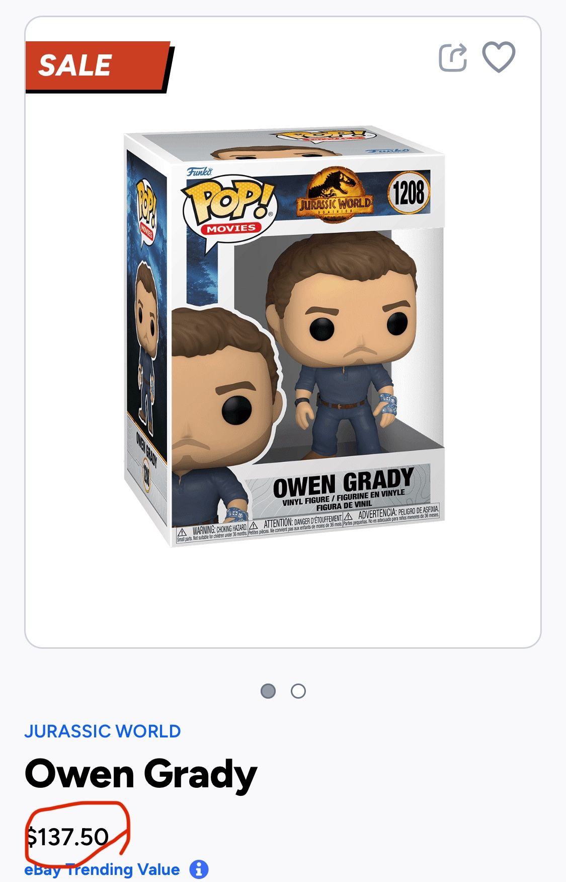 Owen Grady Funko Pop (RARE)