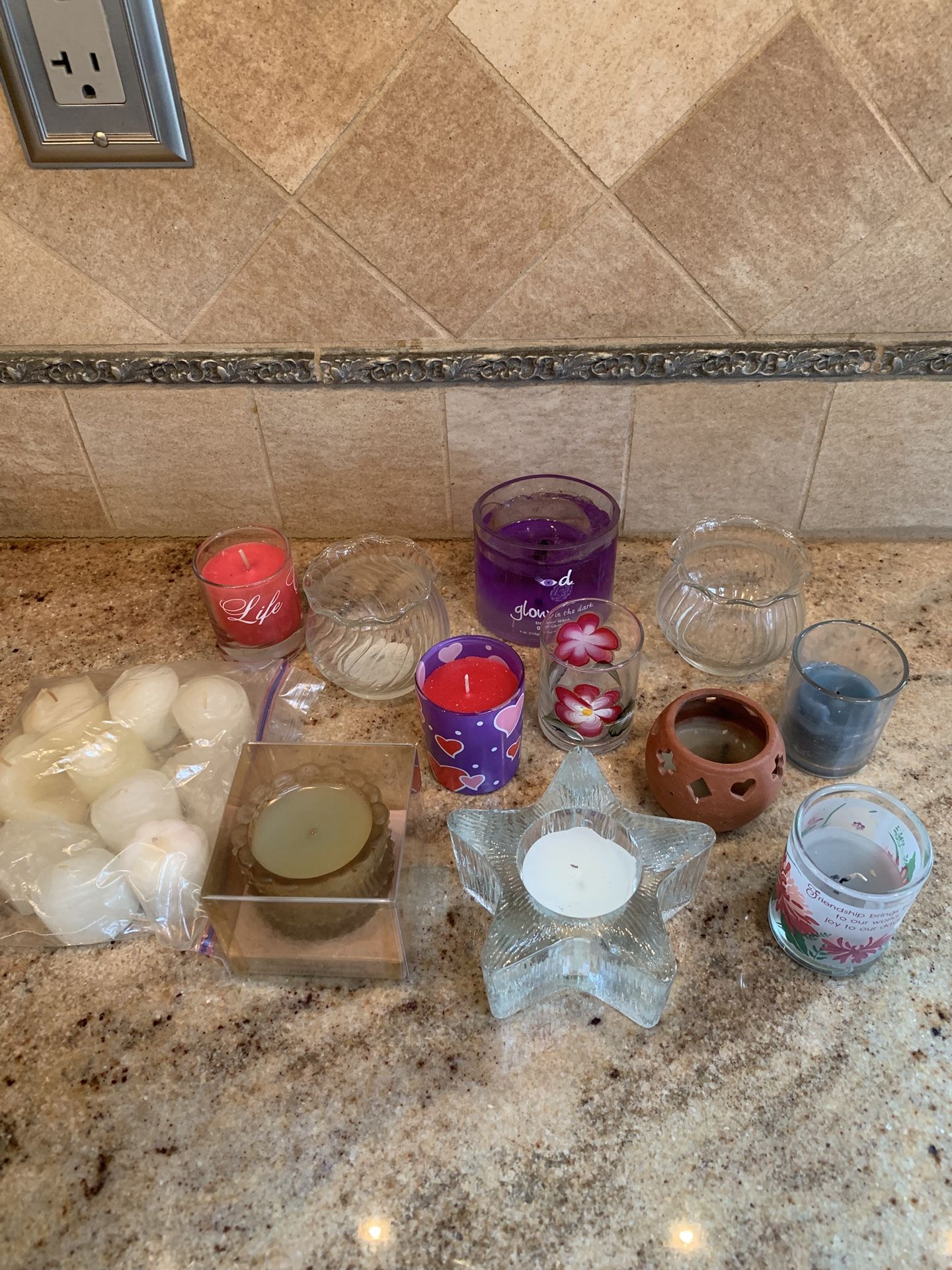Lot Of Votive Candles and Candle Holders plus