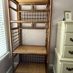 1970 Vintage Bamboo Rattan Etagere (Display Case/Bookshelf Plant Holder No Glass