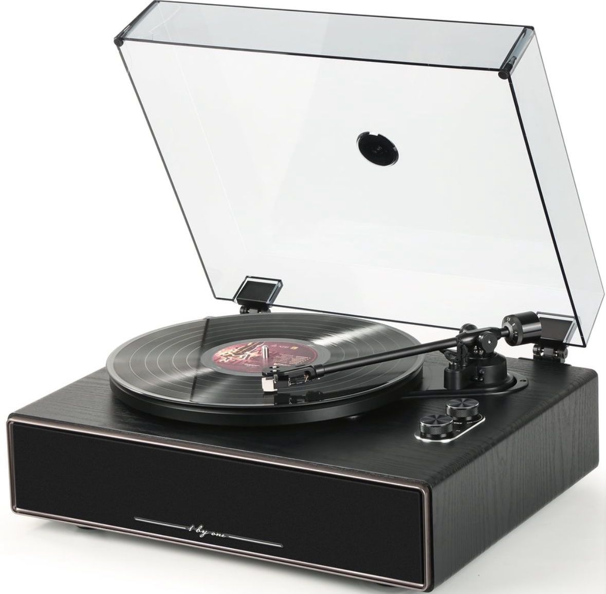 1 by ONE High Fidelity All-in-One Record Player, Vinyl Turntable with Built-in Speakers,