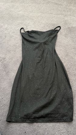 Black Glitter Mini Slip Dress