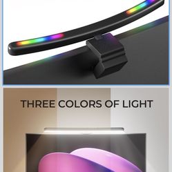 Monitor Light Bar Curved, RGB Backlight, Computer Screen Lamp for Eye Care, Dual Light Mode with Touch Control Timed, Gaming Accessory, Radius of Curv
